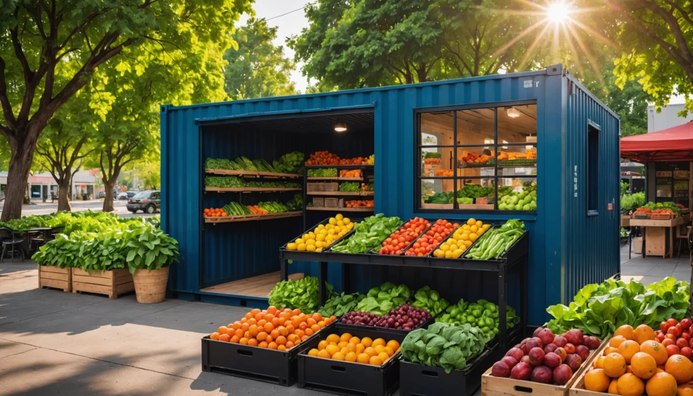 aménager un container maritime en espace de vente à la ferme